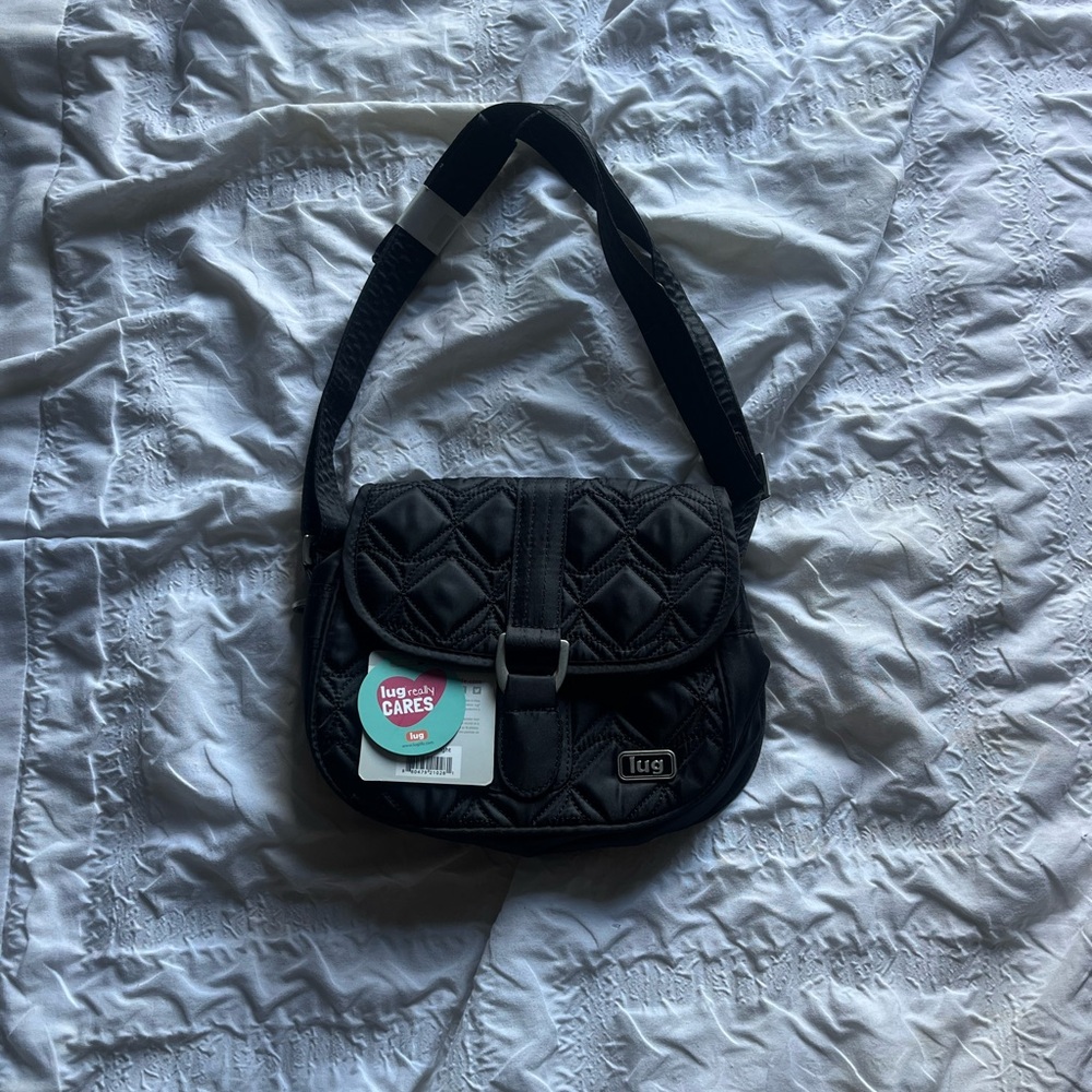 Lug Quilted Crossbody Bag in Black